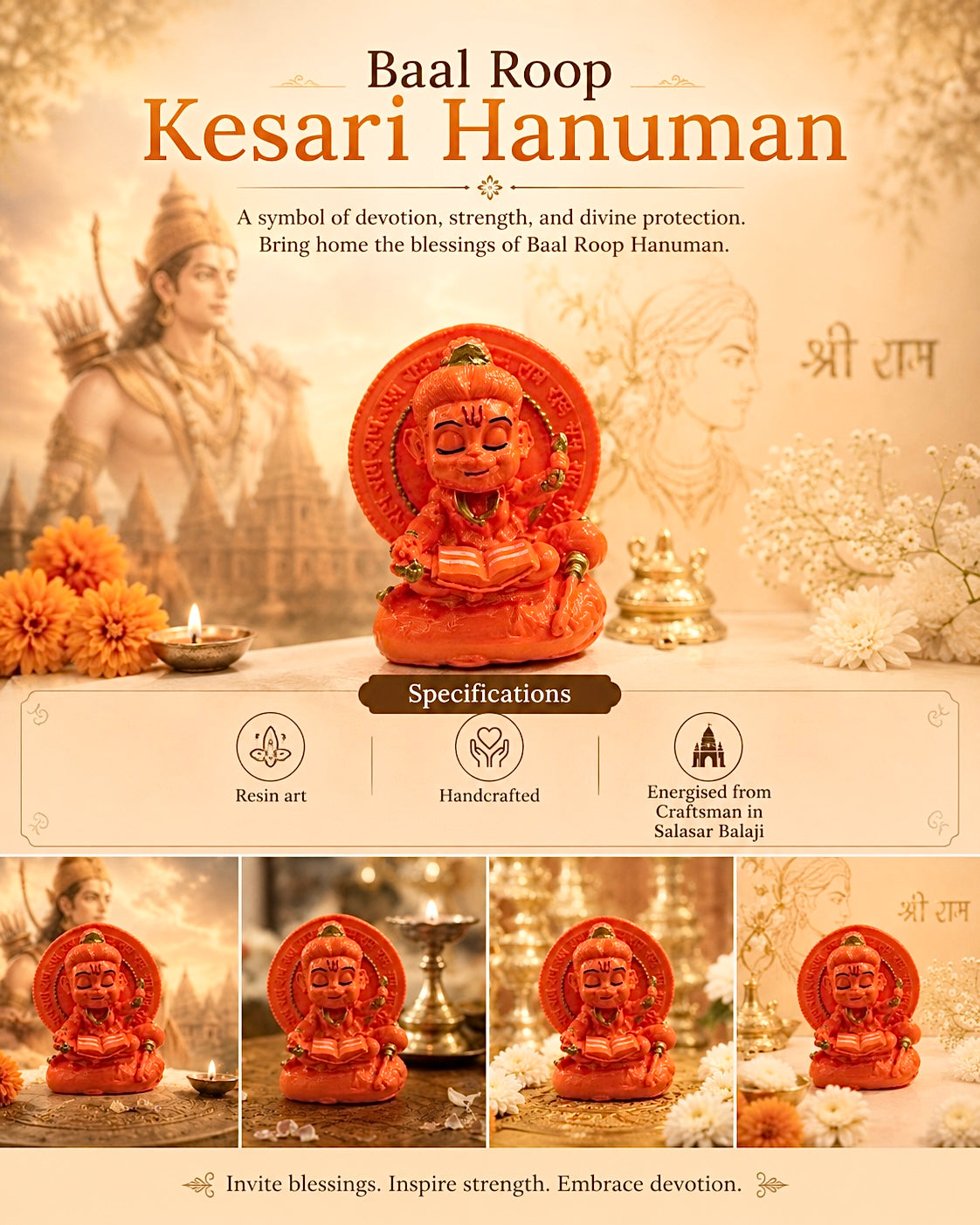 Baal Roop Kesari Hanuman Idol