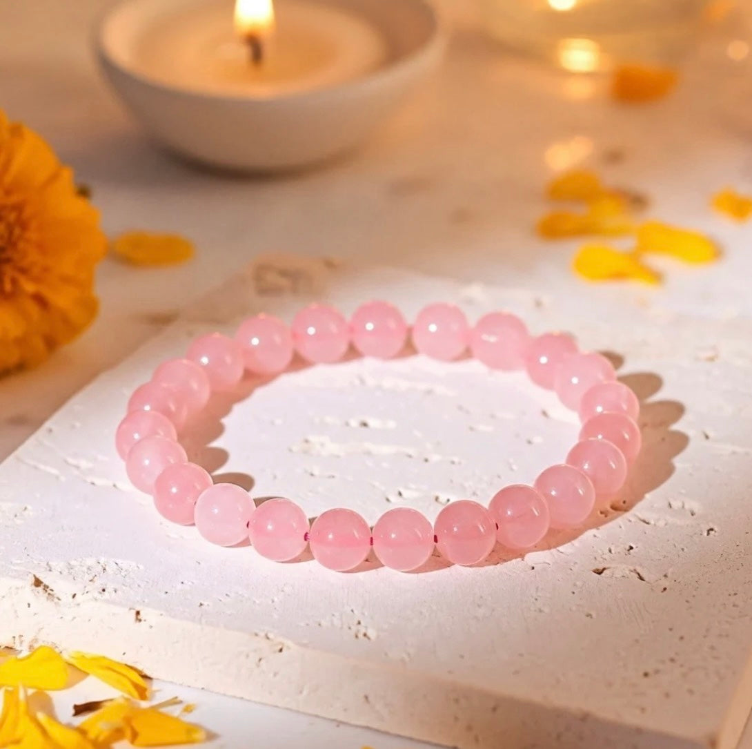 Rose Quartz Stone Bracelet – Dharmic Glow