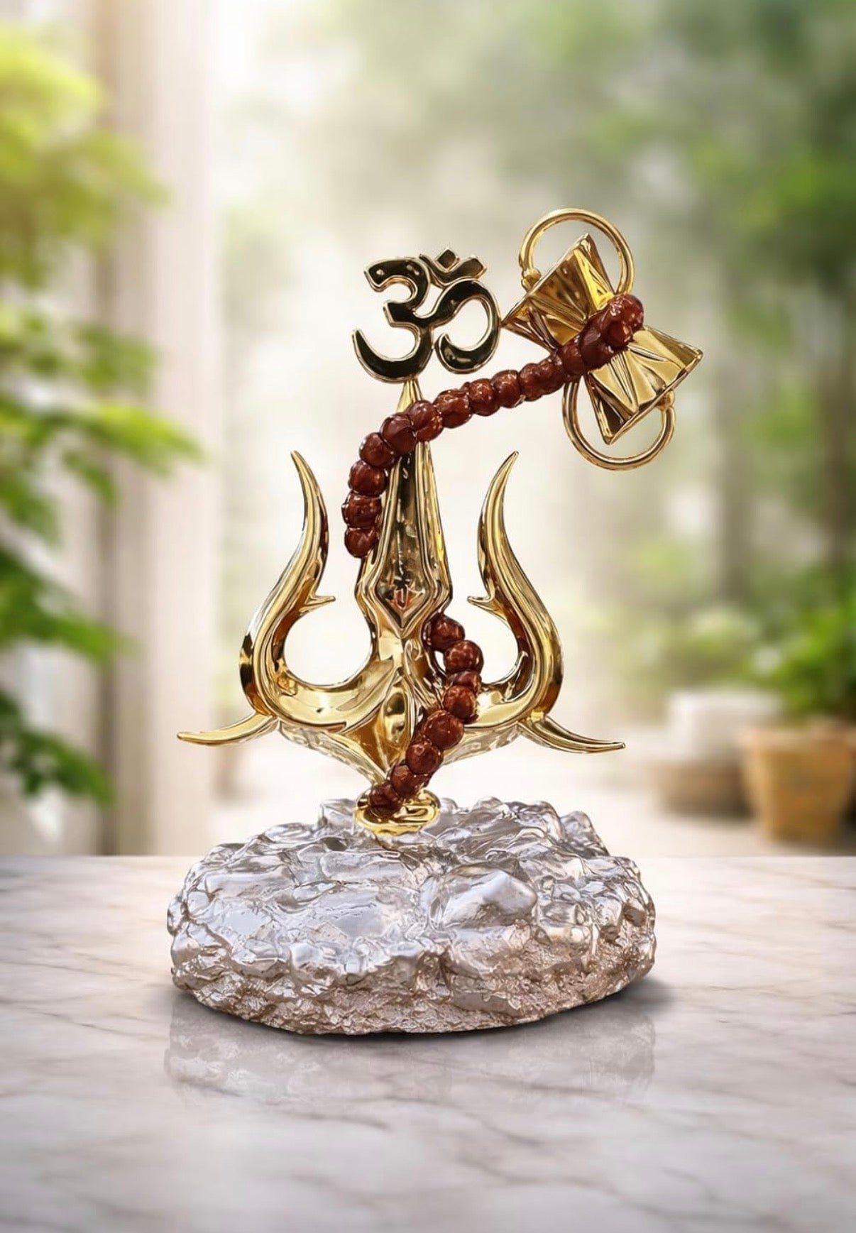 Shiv Trishul with Damru Idol – Dharmic Glow