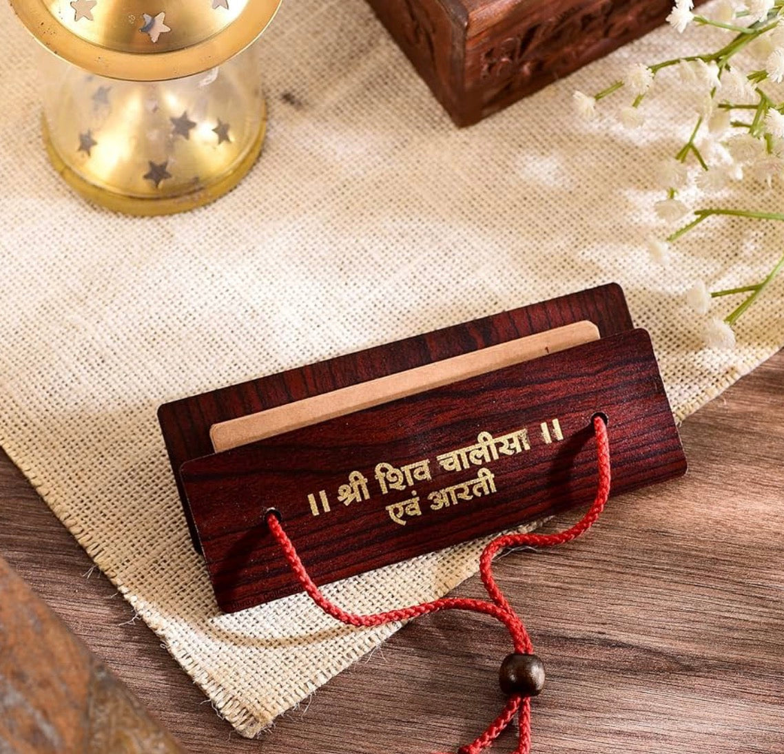 Shiv Chalisa & Aarti Pocket Book With Wooden Top – Dharmic Glow