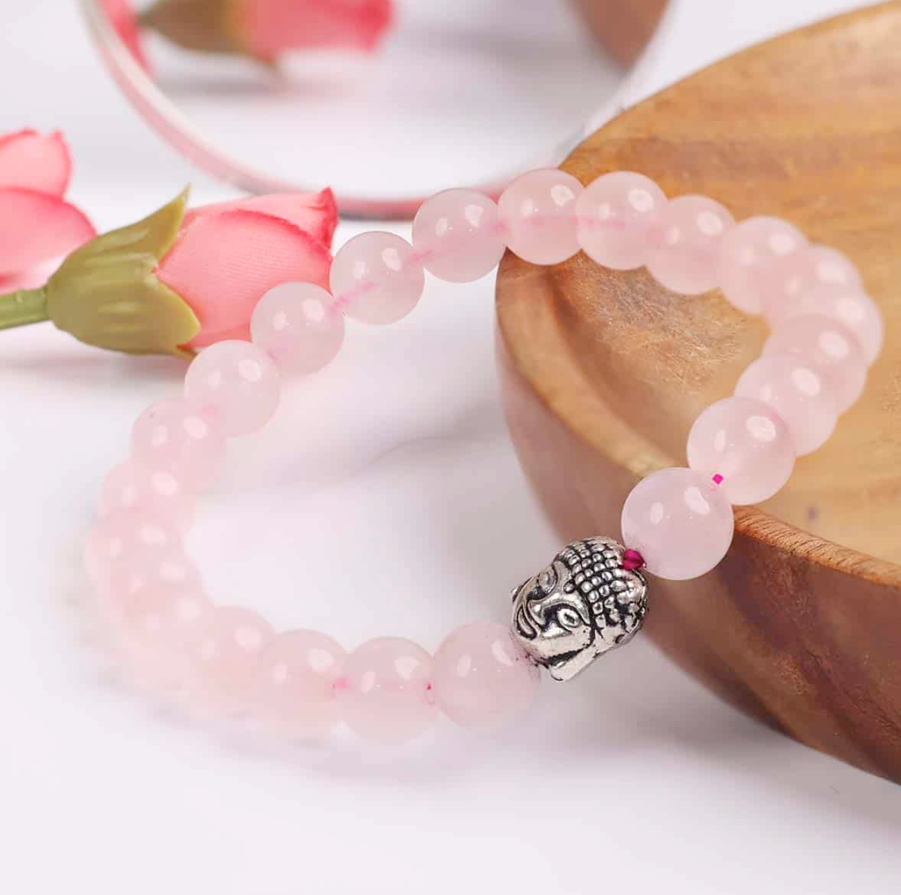 Rose Quartz Buddha Bracelet – Dharmic Glow
