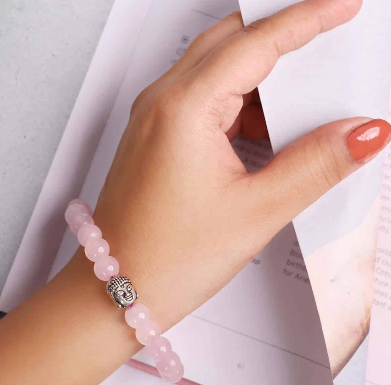 Rose Quartz Buddha Bracelet – Dharmic Glow