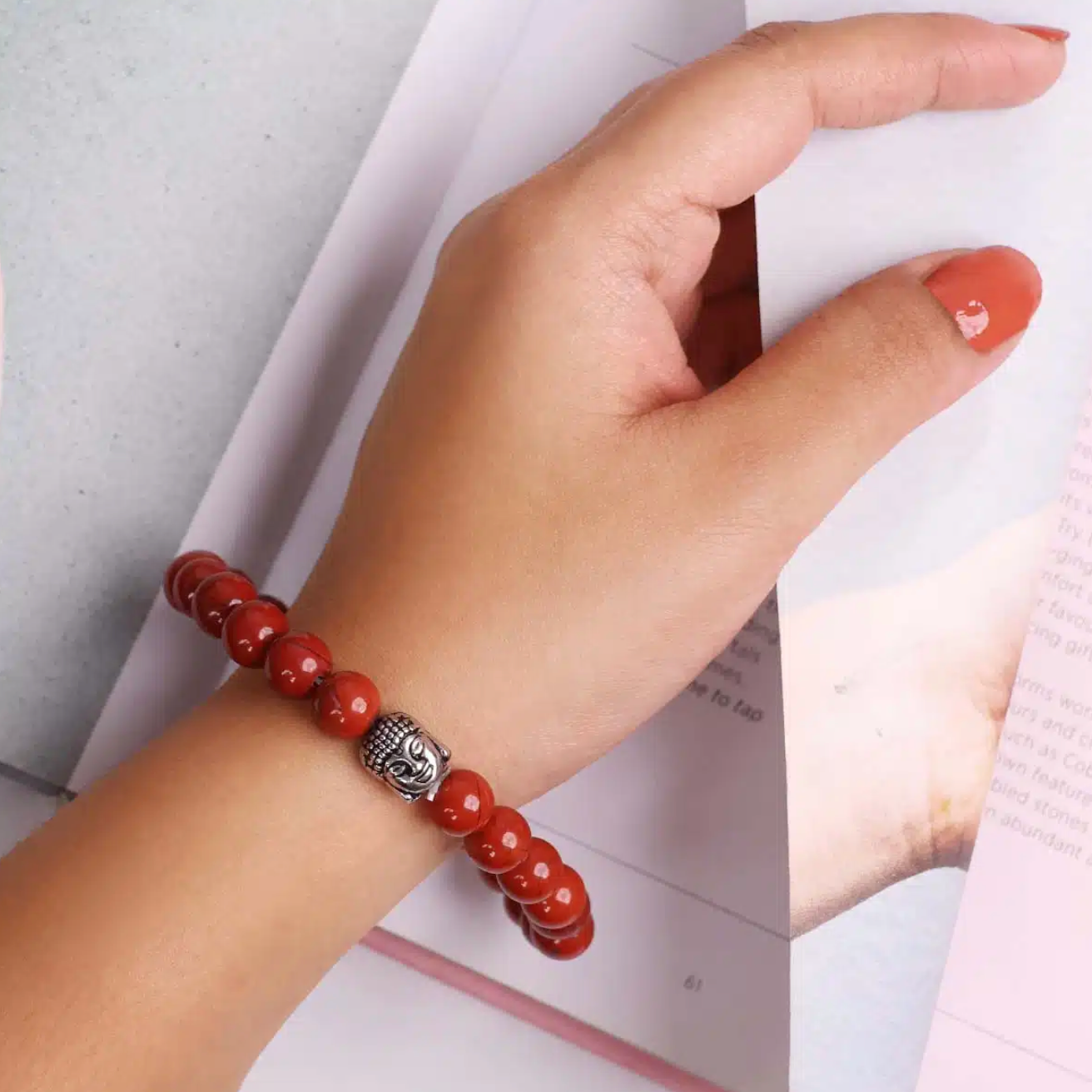 Red Jasper Buddha Bracelet – Dharmic Glow