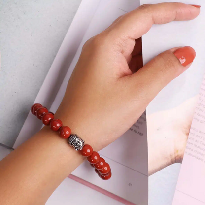 Red Jasper Buddha Bracelet – Dharmic Glow