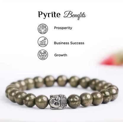 Pyrite Buddha Bracelet – Dharmic Glow